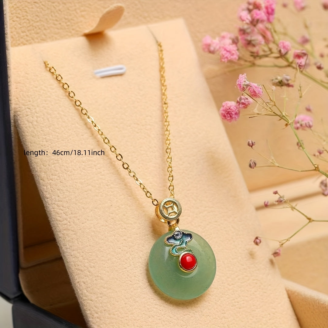 Vintage Peace Buckle Earrings Set with Natural Stone - Grounding, Elegant Jewelry for Women's Harmony & Style