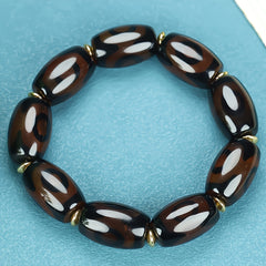 Vintage Purple and Blue Beaded Bracelet for Spiritual Balance, Unisex Elastic Cuff