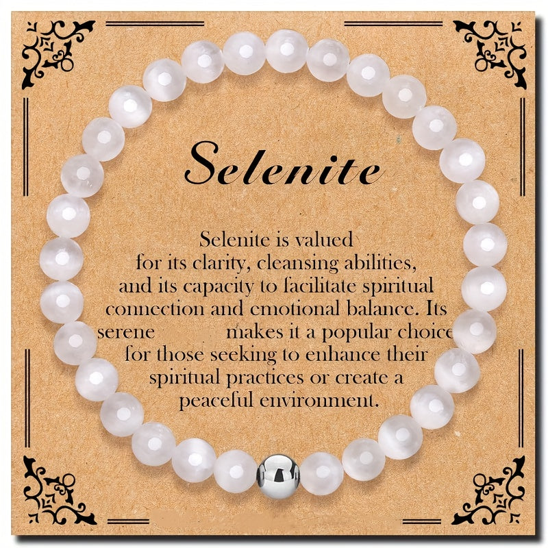White Cat's Eye Stone Stretch Bracelet for Yoga, Meditation, and Positive Energy